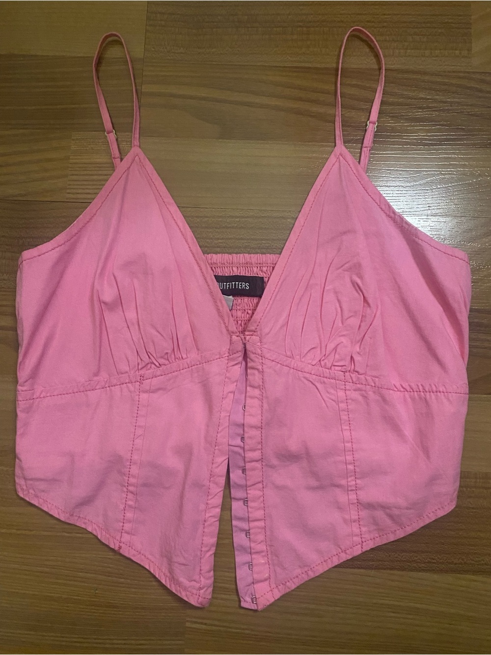 Urban Outfitters Pink Button-Front Spaghetti Strap Crop Top